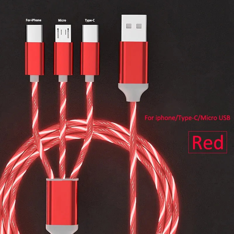 TELUXE 3-in-1 LED Ladekabel USB A-C / Micro-USB / Lightning